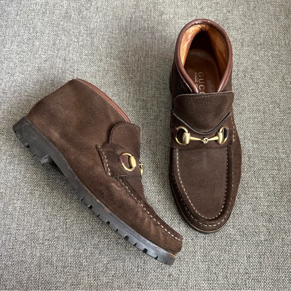 Vintage Gucci brown horsebit loafers/ankle boots
